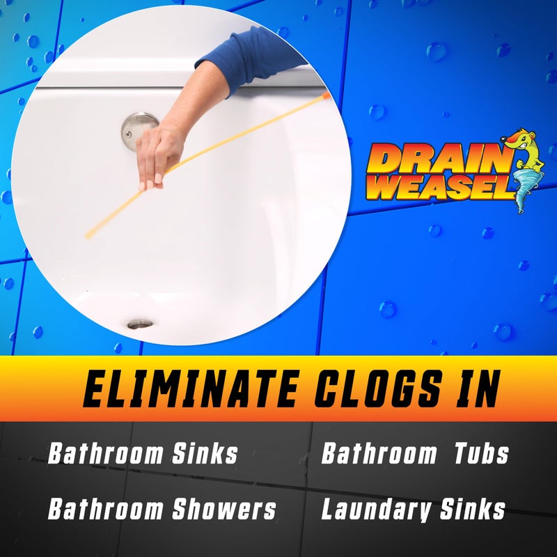 FlexiSnake Drain Weasel Sink Snake Hair Clog Remover Tool, Pipe, Bathroom, Bathtub Drain Cleaner, 24" Made in The USA 2 Wands and Removable Handle - Image 3